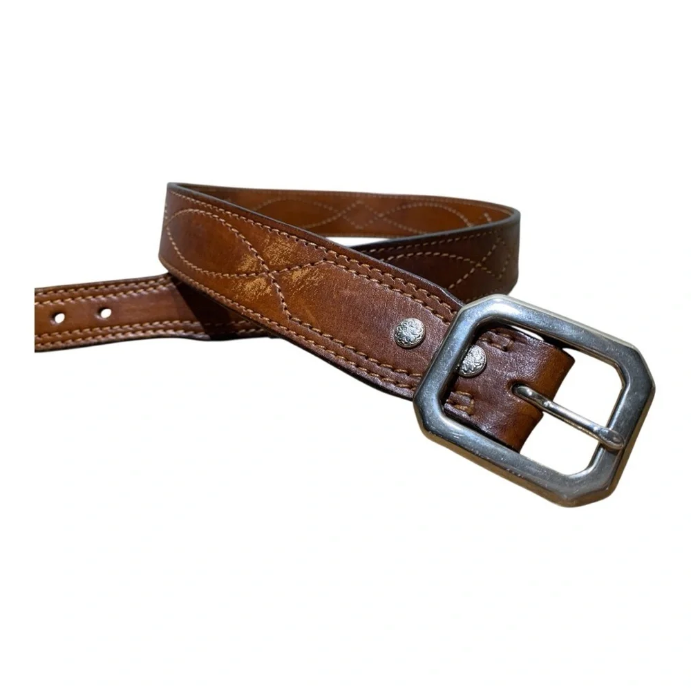 Men's Unbranded Stitched Western Core Leather Belt Sz 36”